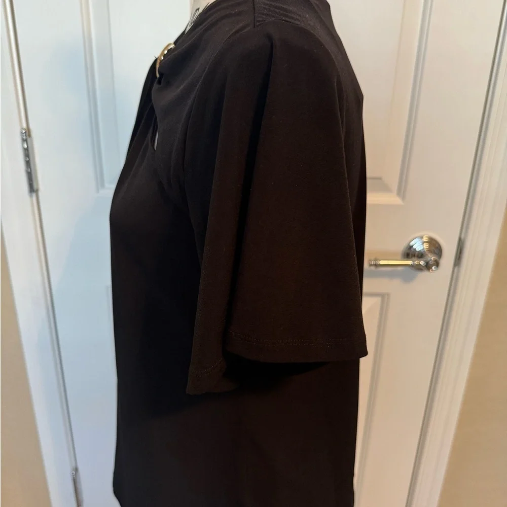 NWT Michael Kors Black Women’s Twist Keyhole Front Blouse Black Petite Small